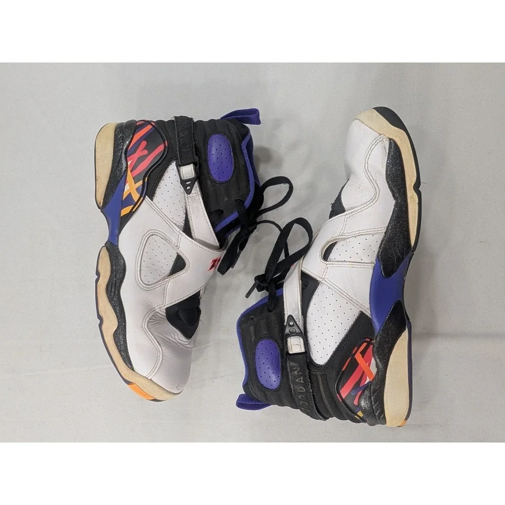 Jordan Air Jordan 8 Boys 7Y High Top Sneakers White Black Purple